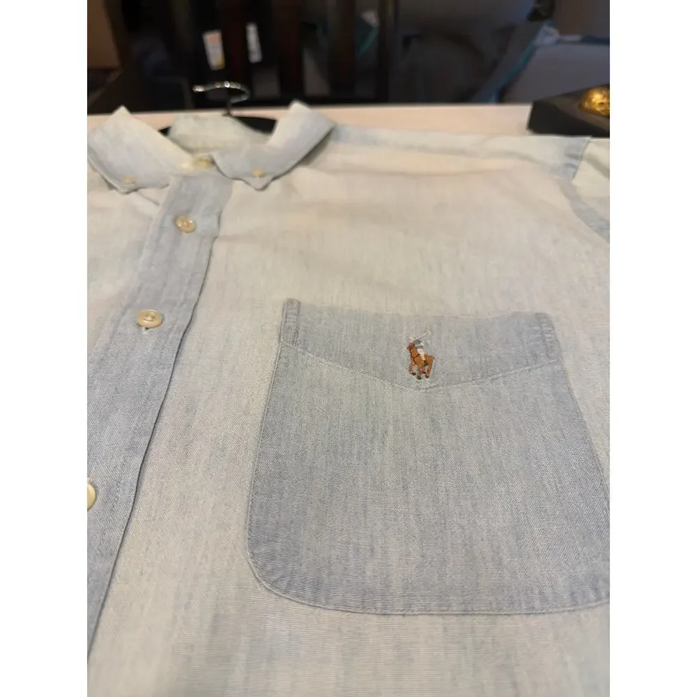 Vintage Polo Ralph Lauren Denim chambray Big Shirt XL button-up Chambray 90s